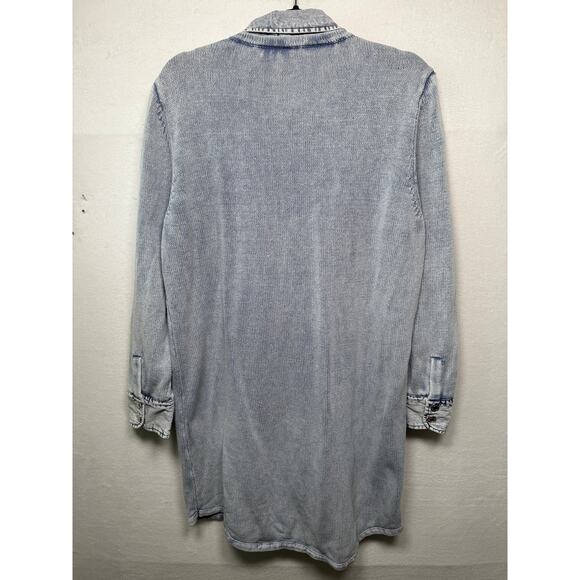 Vintage PBJ Blues Denim & Knit Tunic Cardigan Sweater, XL - Picture 2 of 5